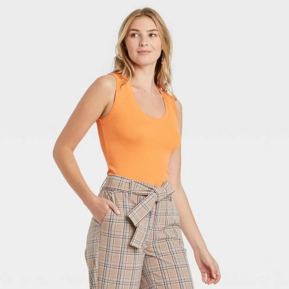 A New Day NWT Slim Fit Tank Top Orange Women's Medium